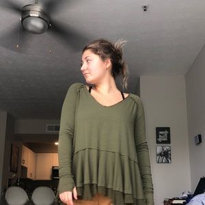 Olive green free people oversized peplum tunic
